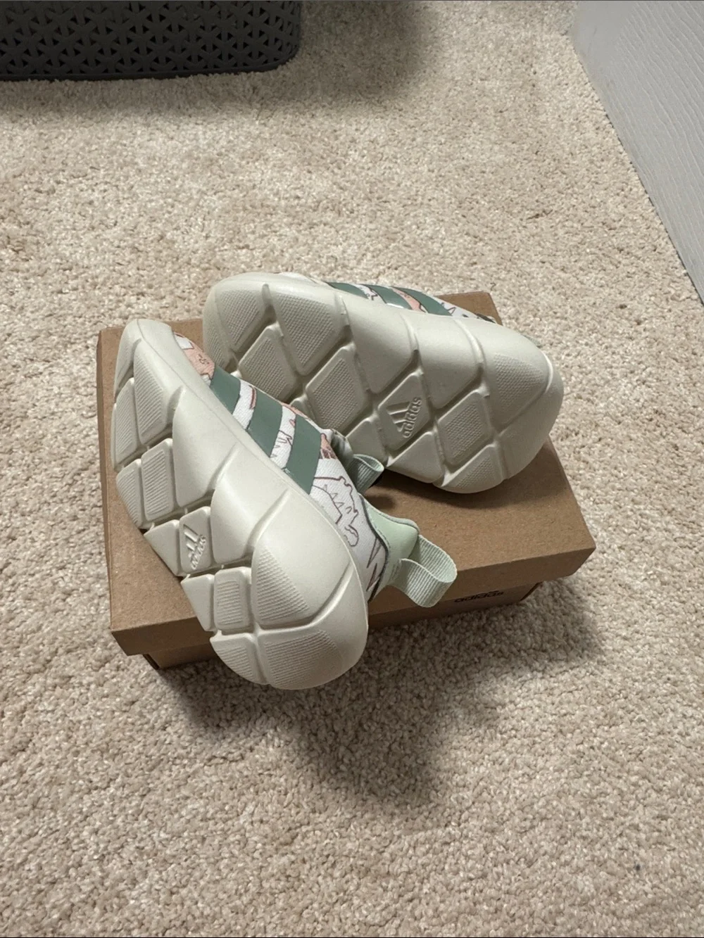 Adidas Kids Slip-On Sneakers in Light Green Dino Print